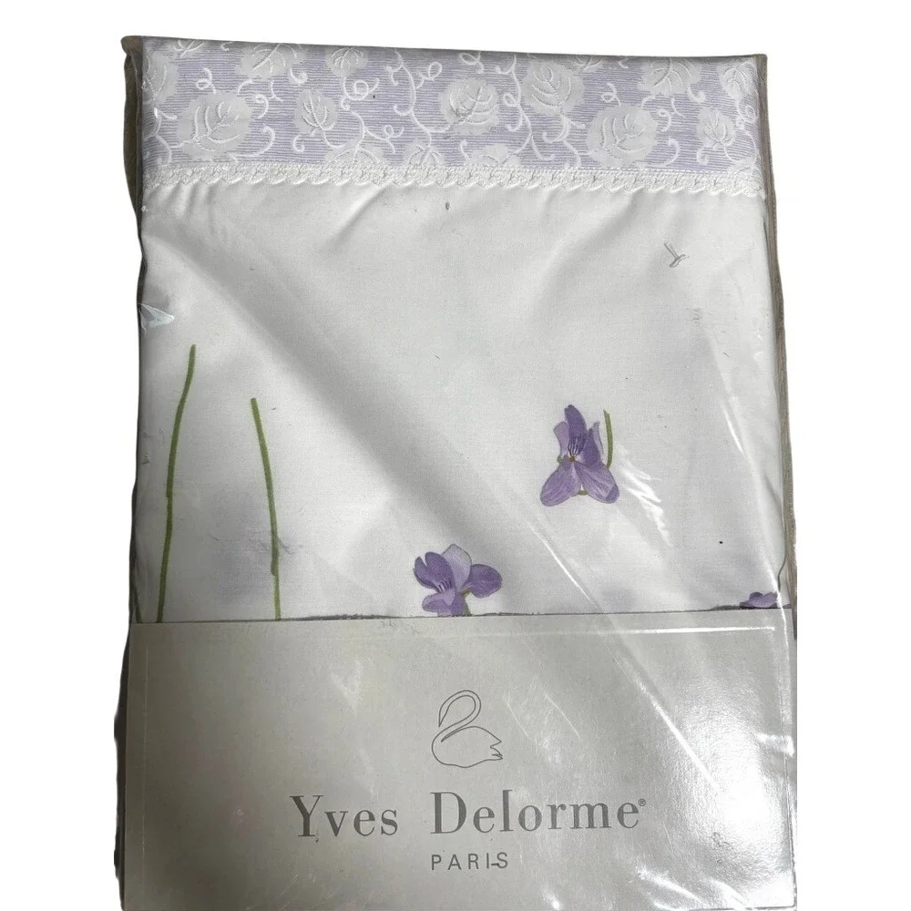 Yves Delorme‎ Violette Lavender Percalle Twin Sheet Set Sham Flat Fitted NWT